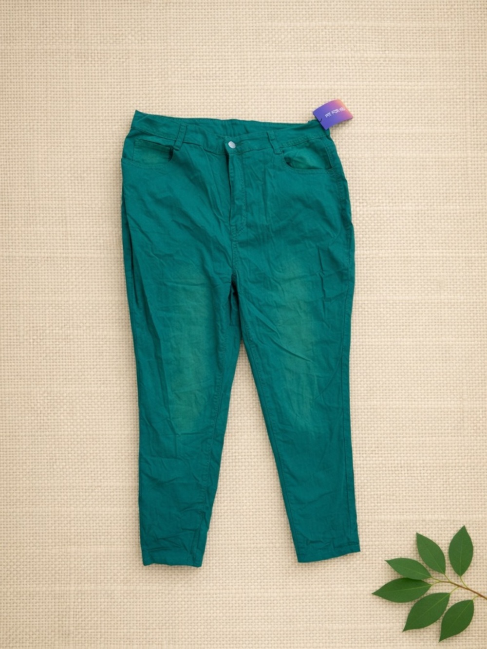 SHEIN Kelly Green Straight‑Leg Pants – High‑Rise Stretch | Plus 3X